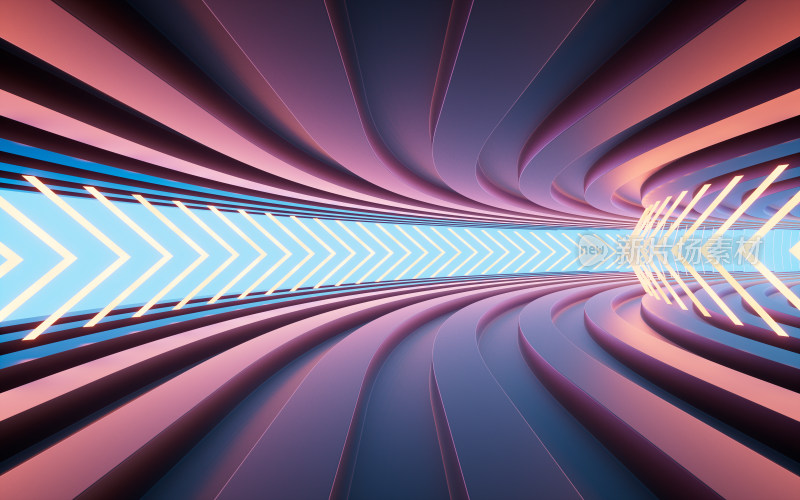 科幻感隧道背景3D渲染
