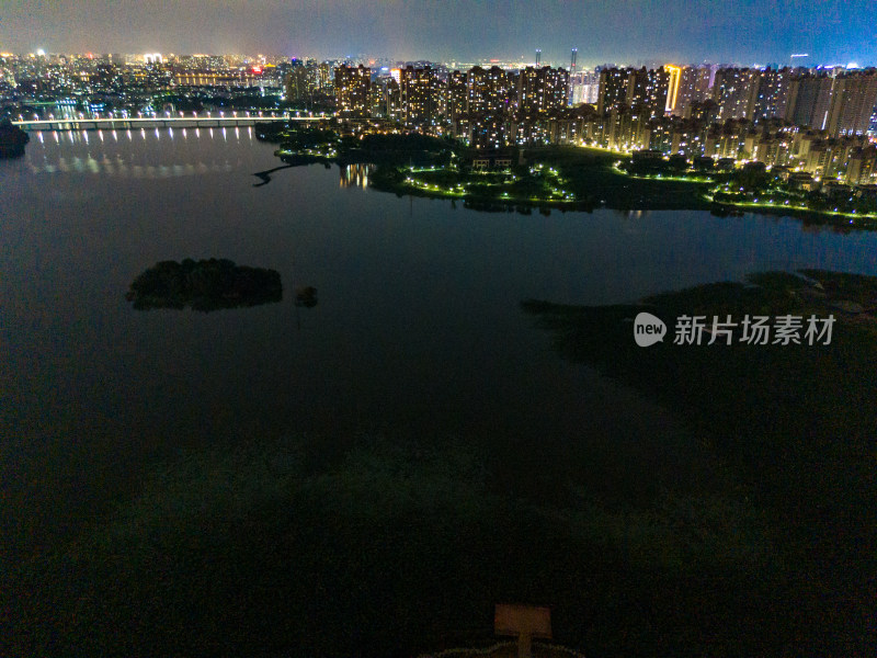 鄂州城市夜景灯光航拍图