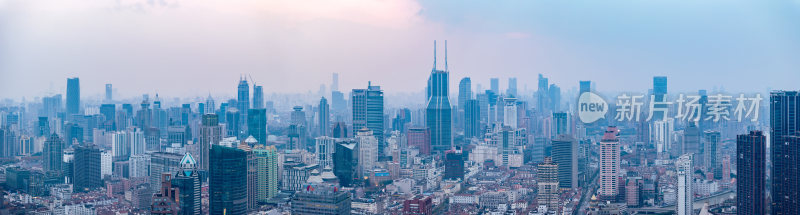 航拍上海南京西路浦西高楼群全景