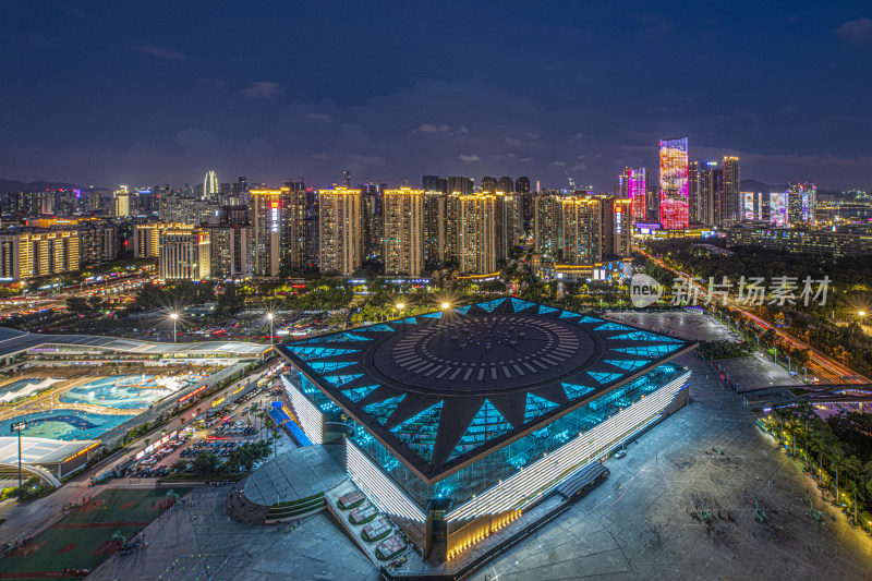 城市地标建筑夜景鸟瞰