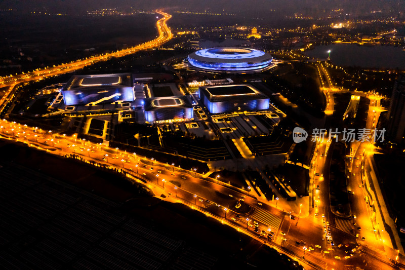 成都东安湖夜景航拍