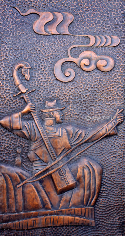 铜雕《演奏马头琴的蒙古人》