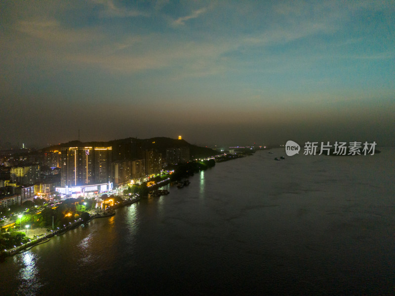 鄂州长江夜景航拍图