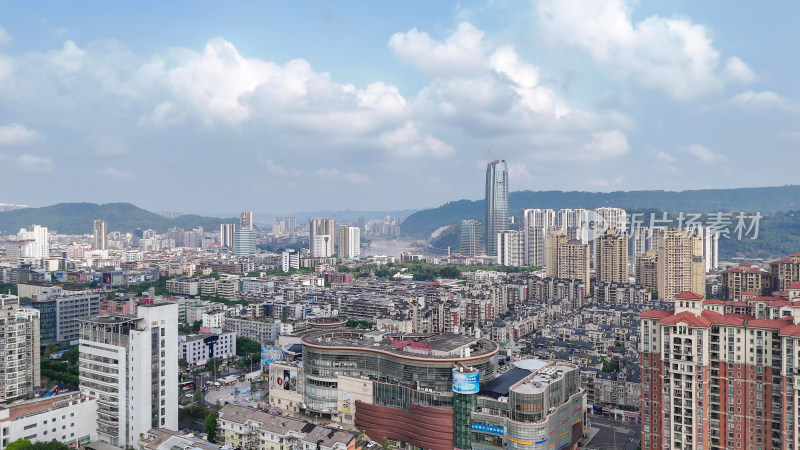 航拍四川宜宾建设宜宾城市风光