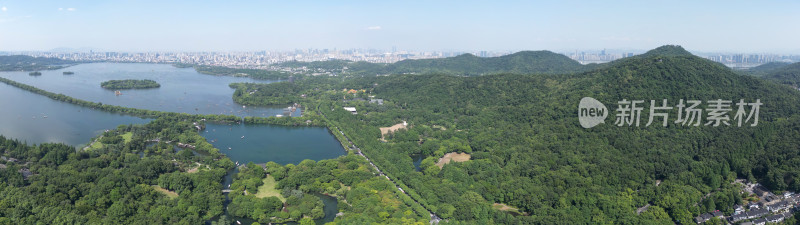 航拍盛夏西湖与杭州全景风光