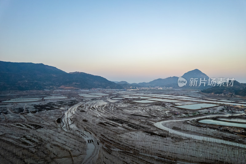 福建霞浦海岛海边滩涂日落晚霞自然风光