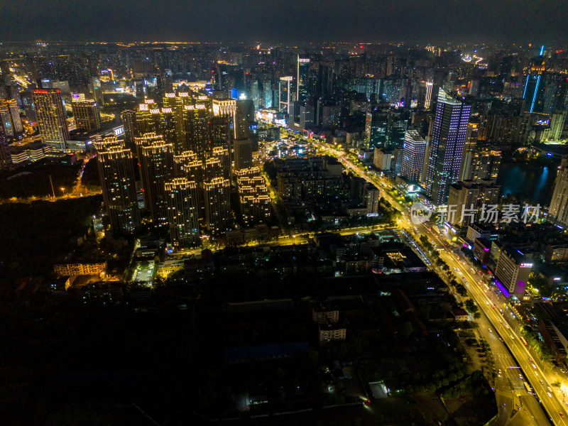 武汉夜景灯光航拍图