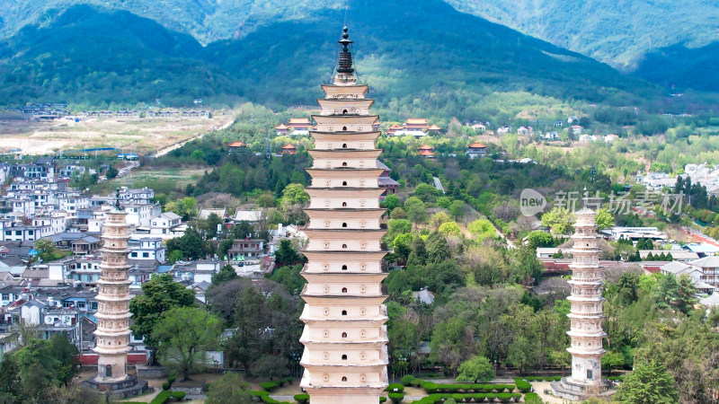 航拍云南大理崇圣寺三塔文化旅游区