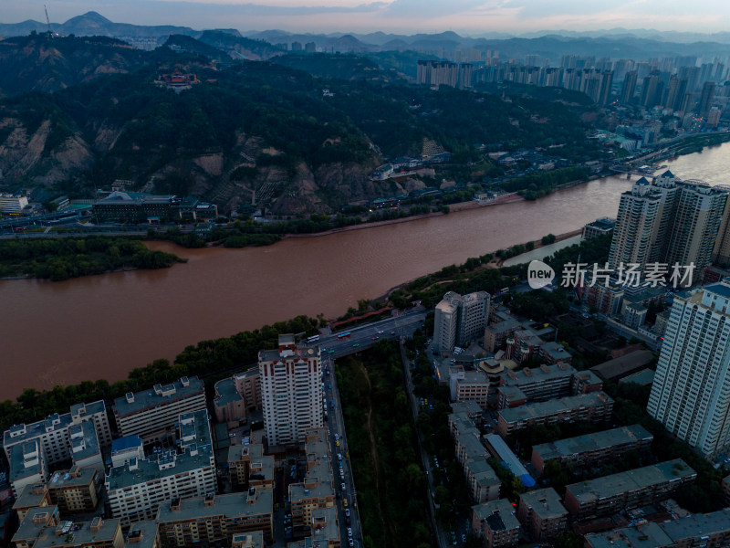 兰州城市高楼建筑航拍图