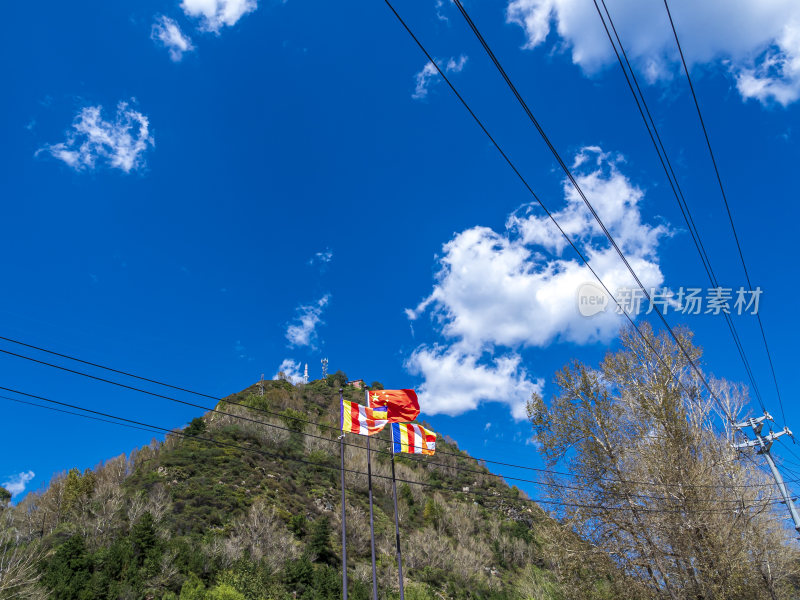 山西五台山普化寺禅院早上风景