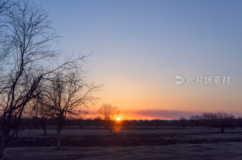 内蒙古呼伦贝尔额尔古纳湿地公园日落夕阳