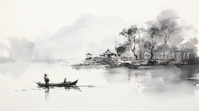 中国风意境水墨山水画