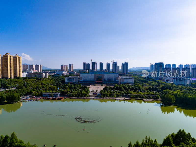 广西来宾城市大景航拍图