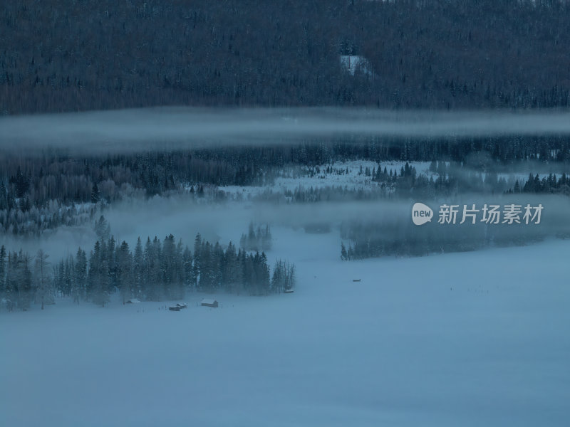 新疆北疆阿勒泰喀纳斯冬季雪景童话世界航拍