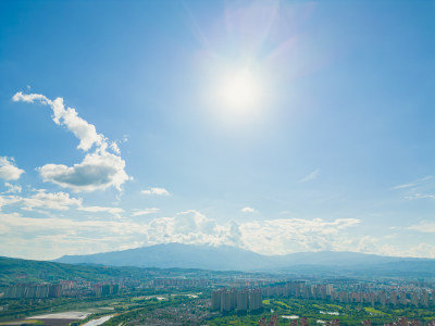 航拍西双版纳景洪市城市风光