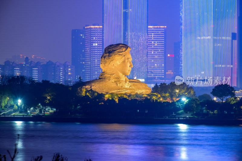 长沙橘子洲头夜景城市风光