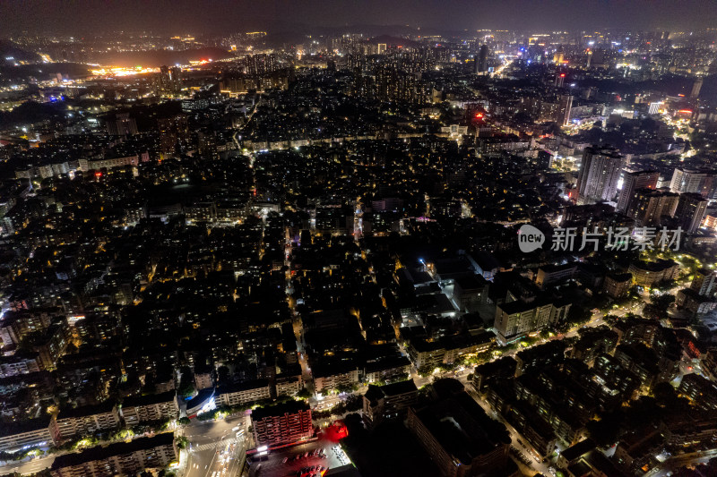 江门城市大道夜景交通航拍摄影图