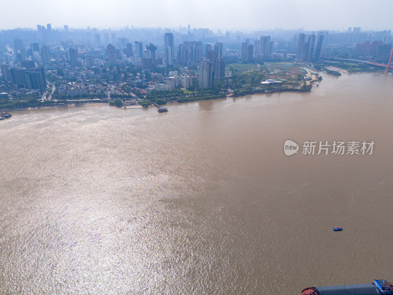 武汉城市风光长江两岸高楼航拍图