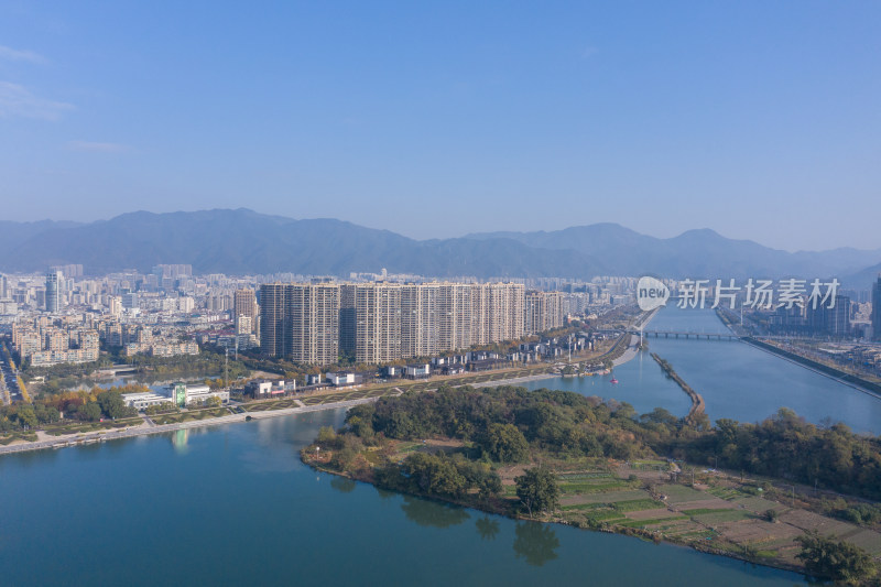 浙江丽水城区风光航拍全景