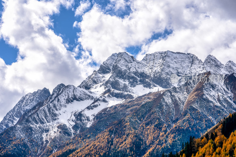 四川四姑娘山双桥沟景区秋天的雪山美景