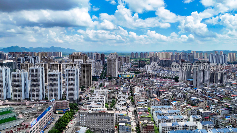 广西来宾城市建设城市大景航拍图