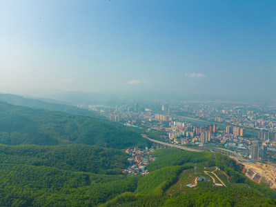 航拍西双版纳景洪市城市风光