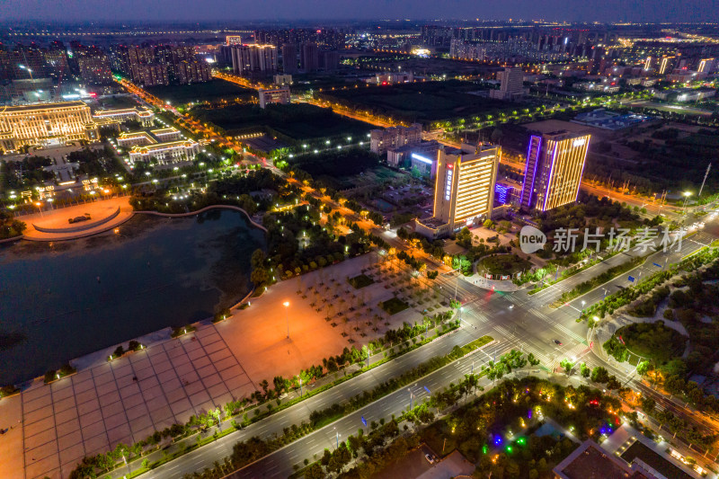 河南周口行政中心市政府周边夜景