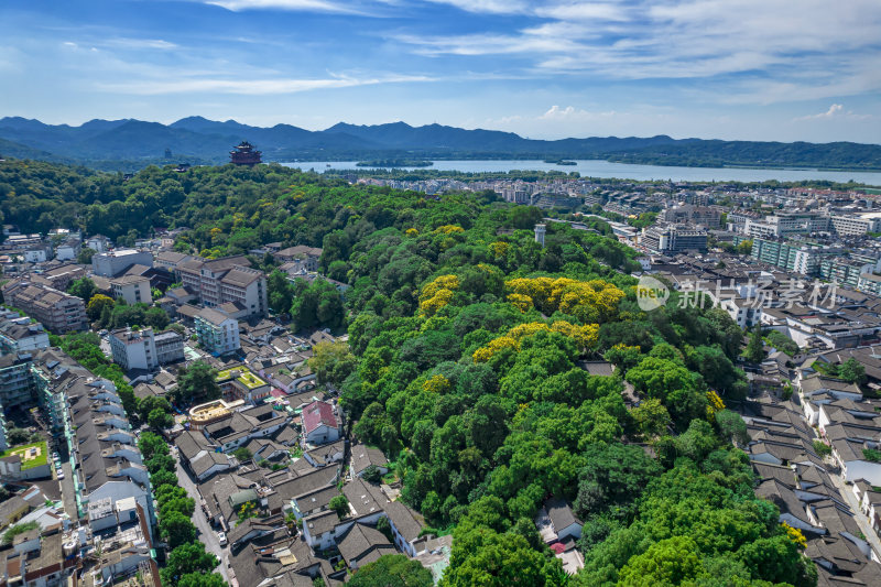 杭州吴山景区伍公庙航拍