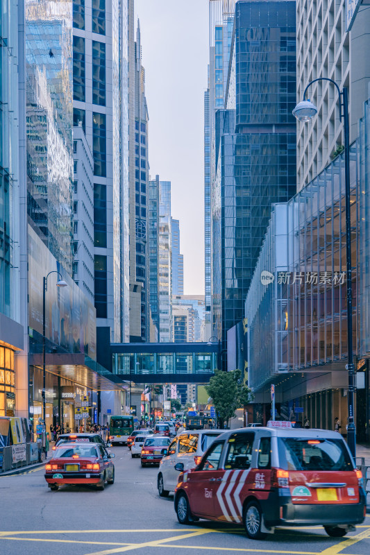 中国香港中环街头的士出租车