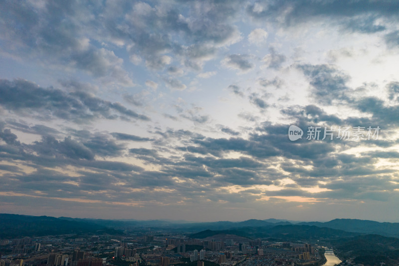 湖南怀化城市日落晚霞夕阳