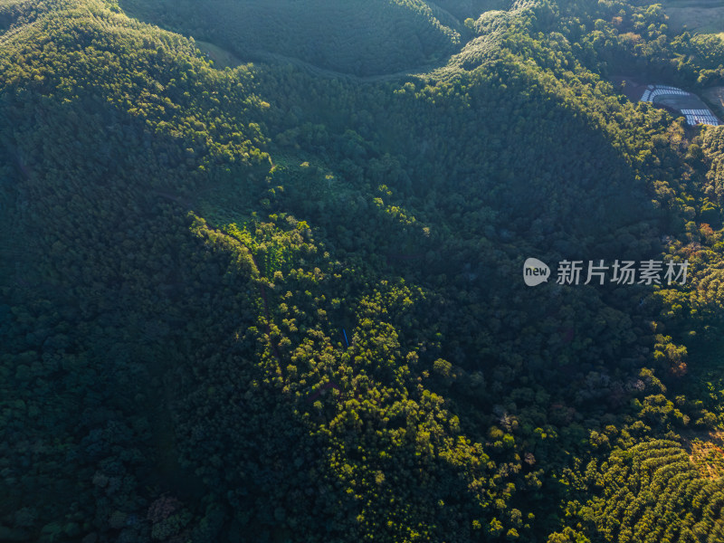 航拍层峦叠嶂的绿色山脉自然景观