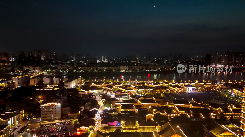 江西抚州文昌里历史文化街区夜景航拍图