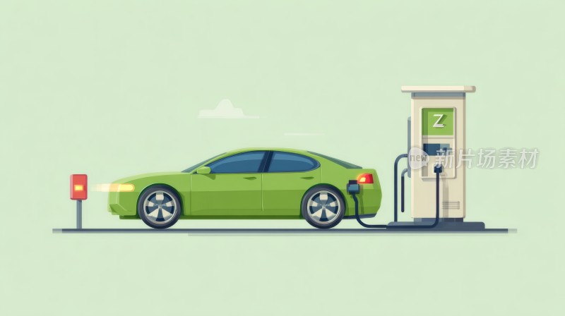 新能源汽车充电桩插画