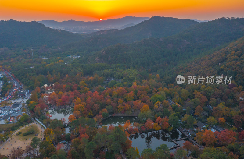 苏州天平山红枫航拍