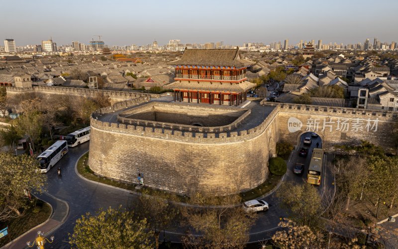 山东省聊城市东昌府区聊城古城航拍