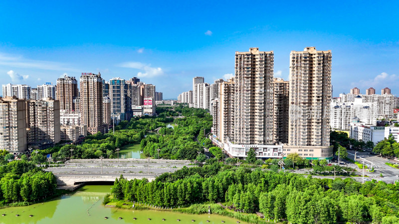 广西来宾城市建设城市风光航拍图