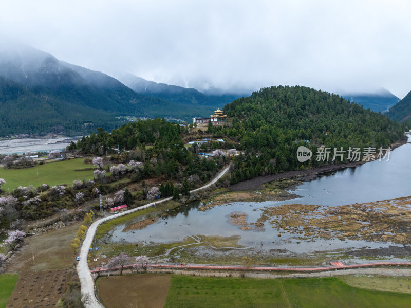 西藏林芝地区藏王故里桃花沟高空航拍