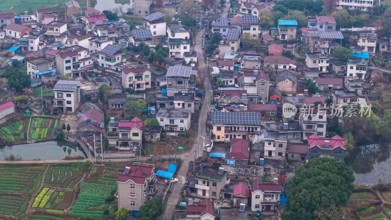 乡村田野村庄俯瞰全景