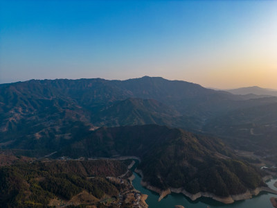 祖国大好河山山川日落航拍摄影图