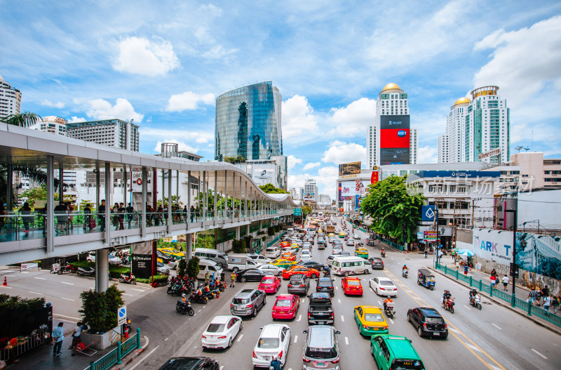 泰国曼谷市中心siam区的城市风光