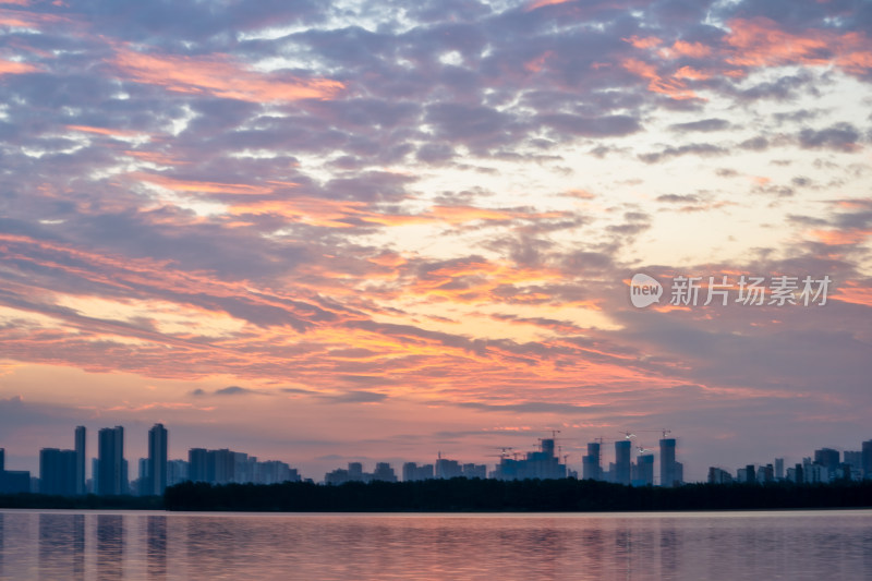 湖北武汉金银湖夕阳景色