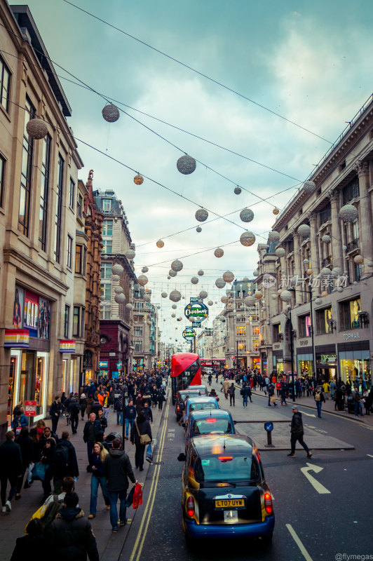 伦敦 街景 人群 圣诞节