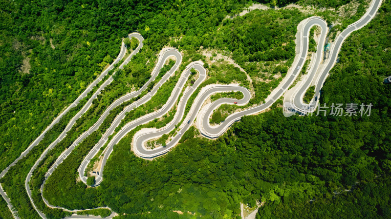 青州仰天山风景区九龙盘山路航拍