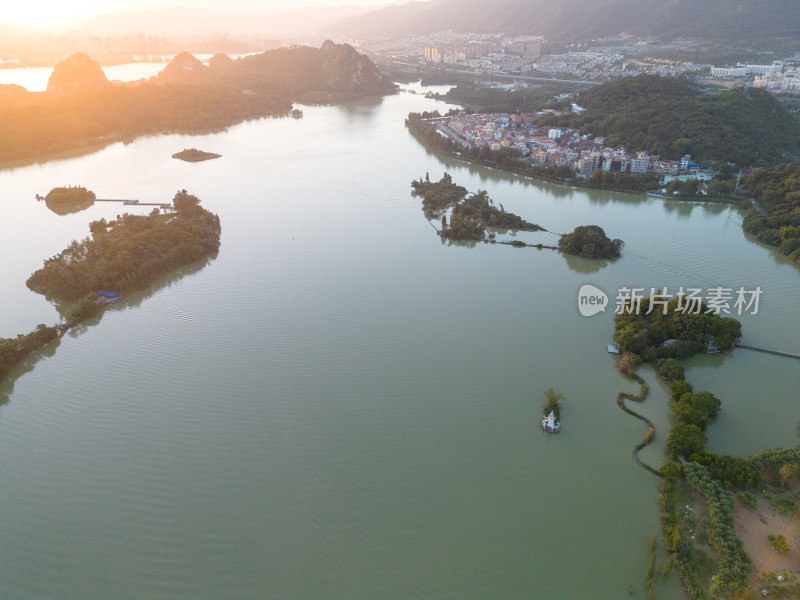 广东肇庆星湖风景区航拍