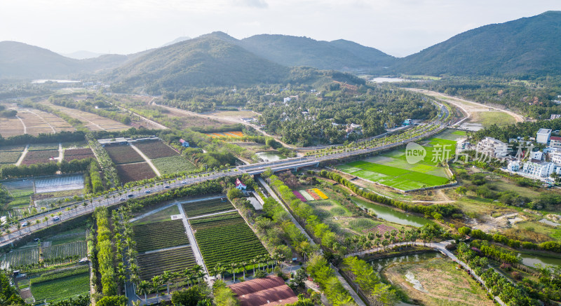 航拍三亚亚龙湾乡村振兴建设示范村博后村