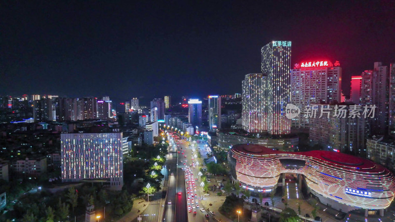 航拍泸州夜景中国酒城大剧院夜景摄影图