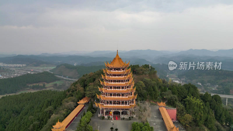 航拍四川遂宁灵泉寺风景区