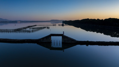 浙江绍兴犭央犭茶湖昂桑湖江南水乡古道