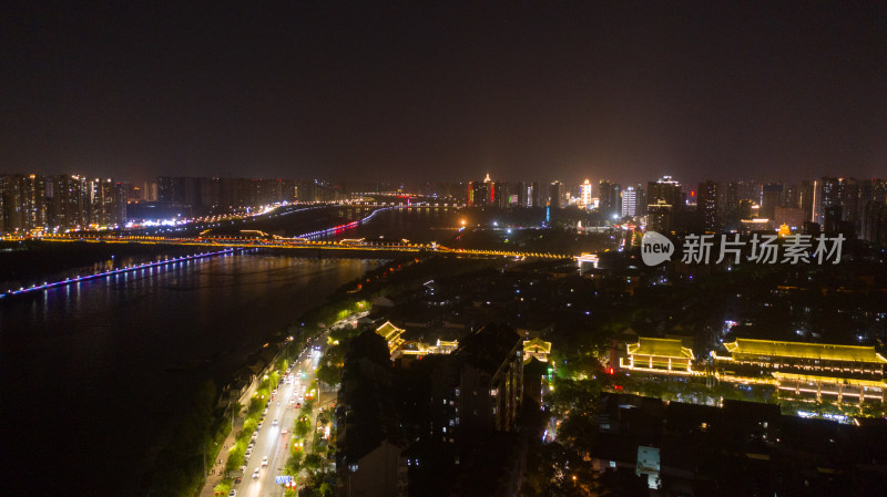 咸阳城市夜景航拍