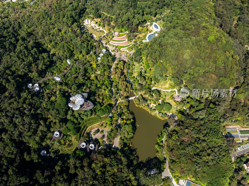 广州云萝植物园实景高空航拍照片